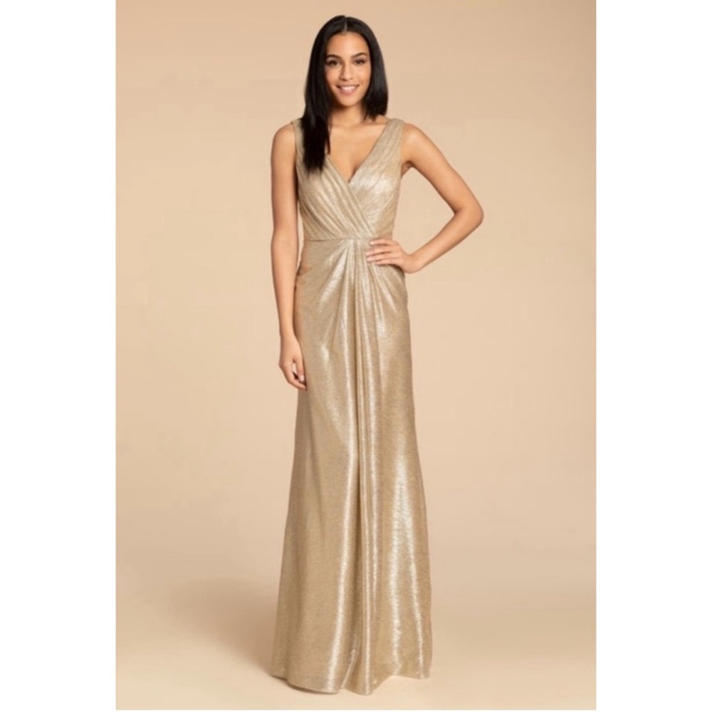 Hayley Paige Occasions Bridesmaid Dress Style 5954 Metallic Gold 10